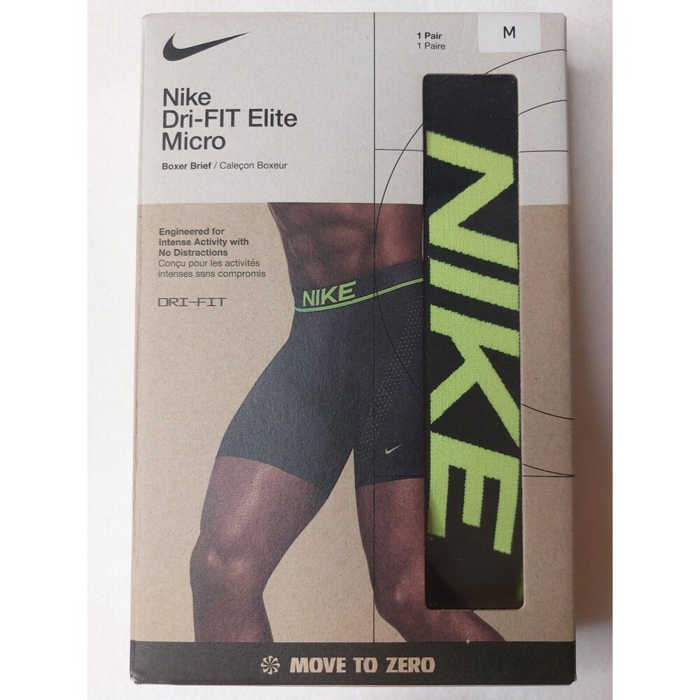 Nike Dri-FIT Elite Micro Men's Boxer Brief Black w/ Green Accent Medium